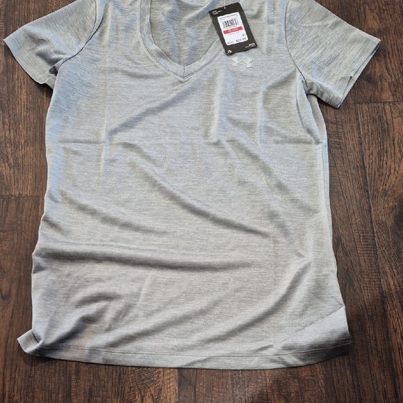 Under Armour Women's Short Sleeve V-Neck Tee - Light Gray - Picture 4 of 4